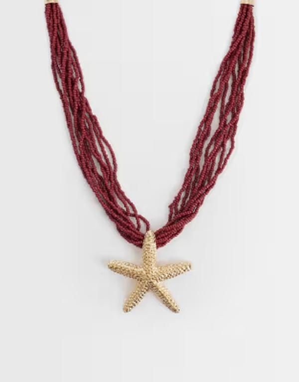 エイソス レディース アクセサリー ネックレス・チョーカー・ペンダントトップ レース ASOS DESIGN mutlirow necklace with burgundy beads and sta
