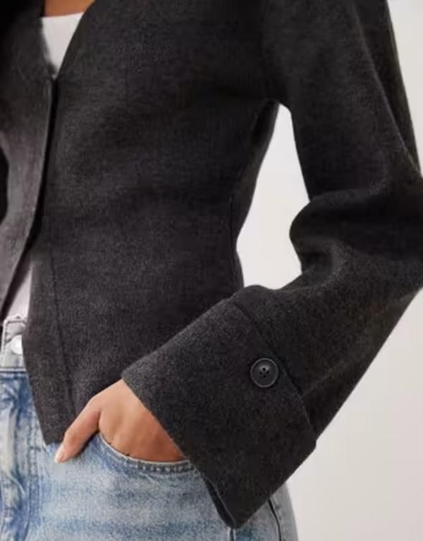 ジーナトリコ レディース アウター カーディガン ニット Gina Tricot long sleeve knit sculptu red cardigan in dark heather Dark