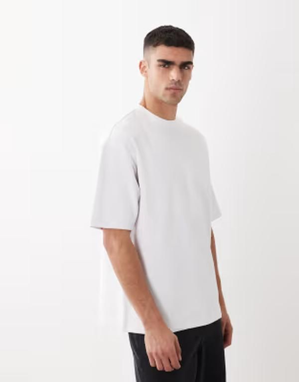 エイソス メンズ トップス Tシャツ ASOS DESIGN premium interlock oversized tshirt WHITE ホワイト
