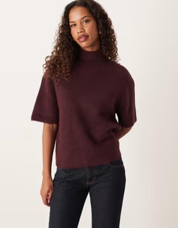 ジーナトリコ レディース アウター ニット・セーター スタンドネック ウール Gina Tricot short sleeve funnel necknit wool alpaca blend top