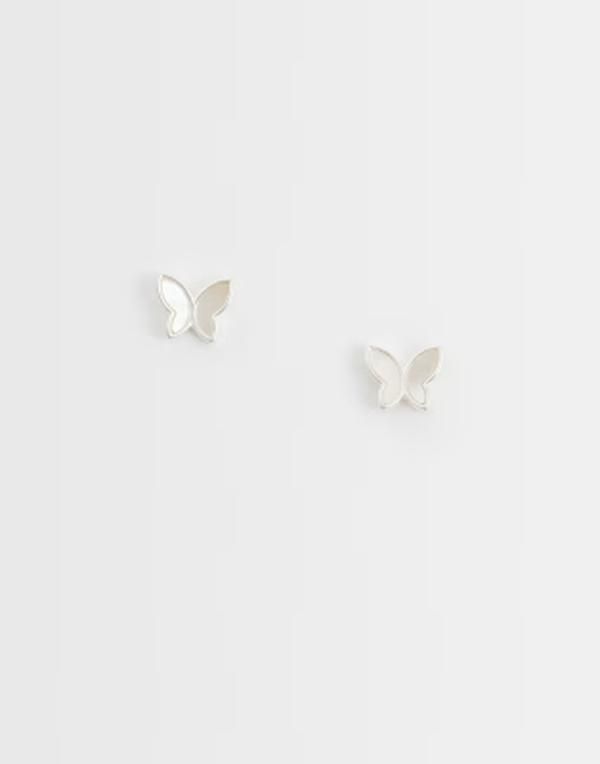 キングスリーライアン レディース アクセサリー ピアス・イヤリング Kingsley Ryan enamel butterfly stud earrings in sterling SILVER シル