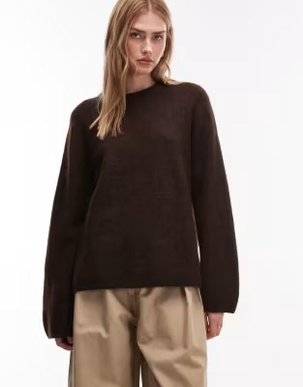 アルケット レディース アウター ニット・セーター ウール ARKET super soft alpacand wool blend relaxed sweater in dark brown ブラウ