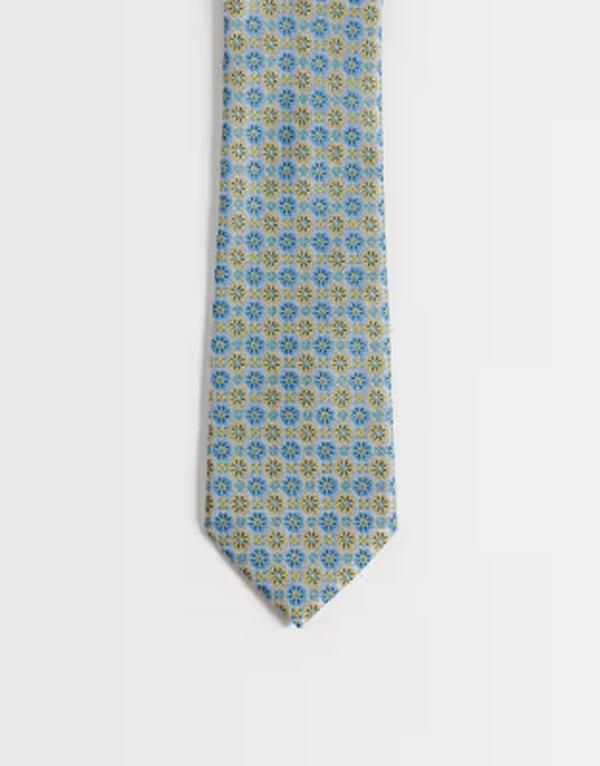 エイソス メンズ アクセサリー ネクタイ ヴィンテージ フラワー柄 フラワー ASOS DESIGN vintage floral geometric tie and yellow イエロー