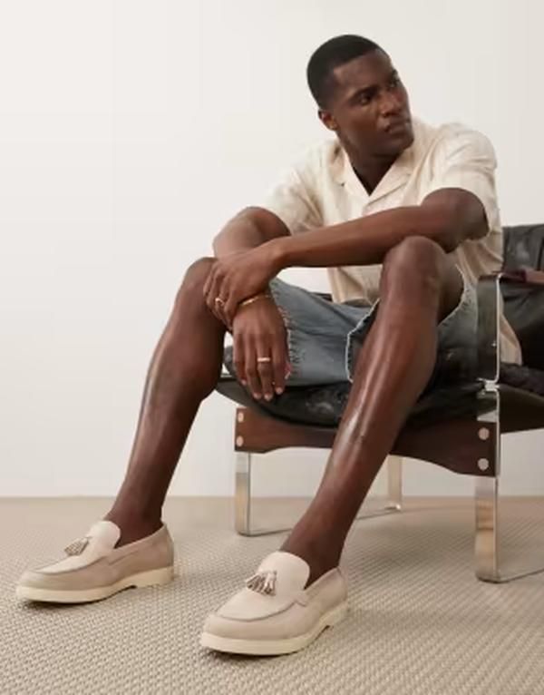 セクウェル メンズ シューズ スリッポン・ローファー スエード SEQWL Kayak tasseloafers in stone microsuede Stone micro ストーン