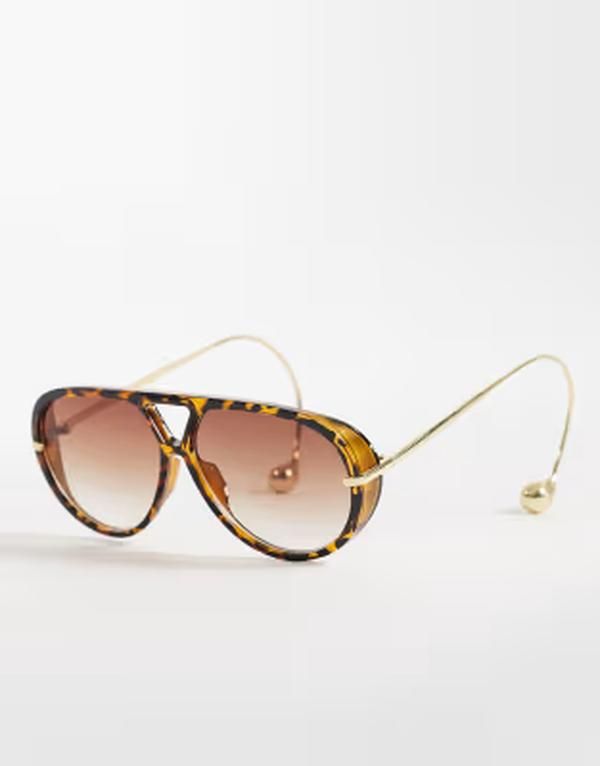 カイア レディース アクセサリー サングラス・アイウェア Kaiia exclusive smoky lens curved aviator sunglasses tort and Tort and
