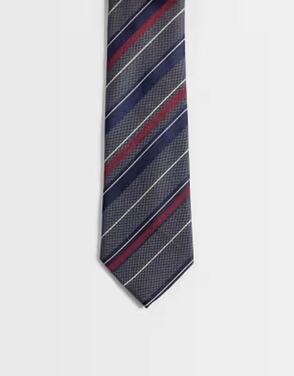 エイソス メンズ アクセサリー ネクタイ ASOS DESIGN multi striped rugby tie NAVY ネイビー