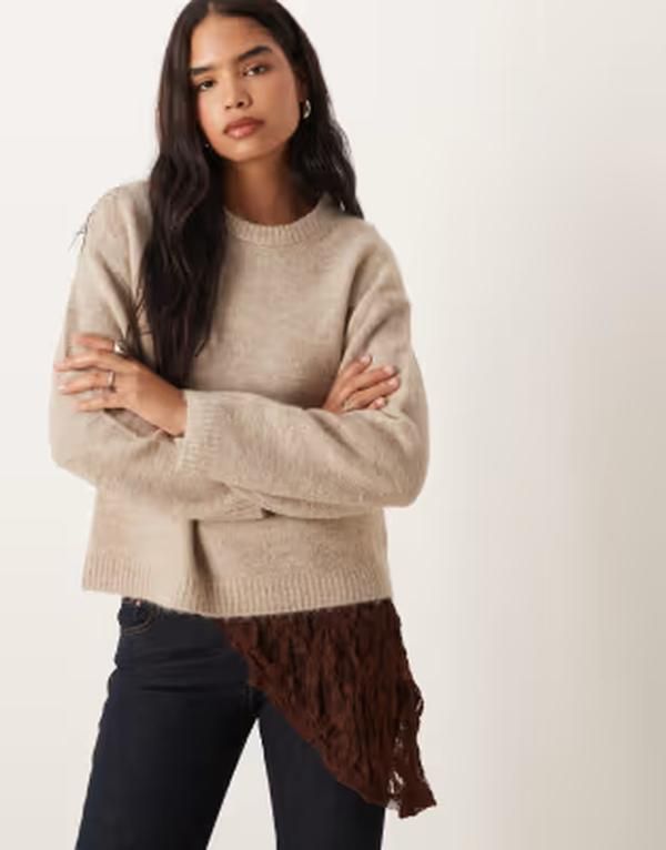 ジーナトリコ レディース アウター ニット・セーター クルーネック ウール Gina Tricot crew necknit wool alpaca sweater melange Beige mel