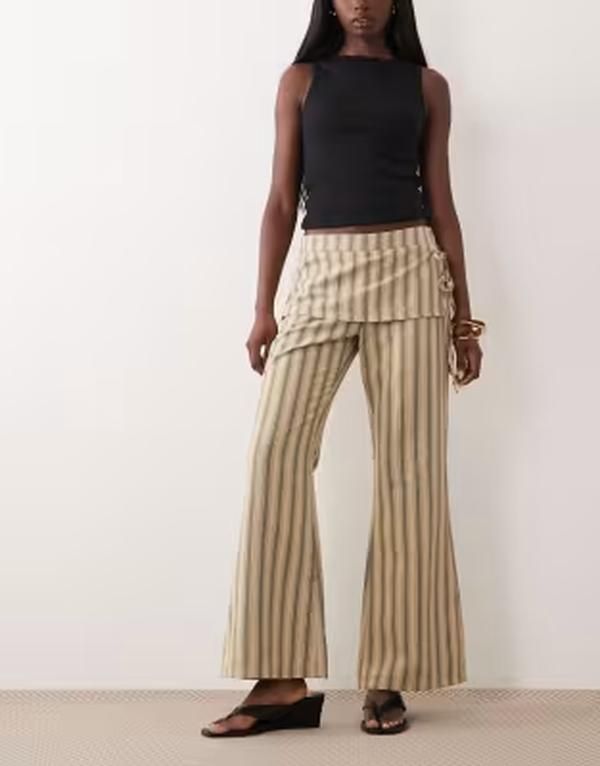 ライオネス レディース ボトムス カジュアルパンツ タイディテール スカート Lioness Alpine skirtie detail fla red pantstripe Beige Stripe