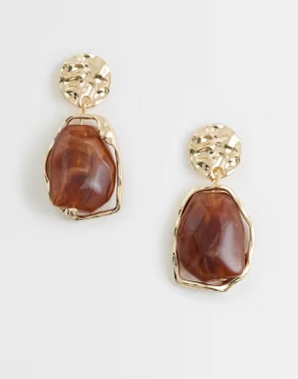 デザインビーロンドン レディース アクセサリー ピアス・イヤリング DesignB London hamme red resin drop earrings tone GOLD ゴールド