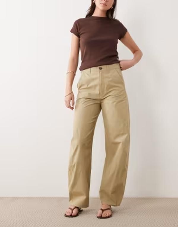 アルケット レディース ボトムス カジュアルパンツ コットン ARKET barrel shape light cotton pants BEIGE ベージュ