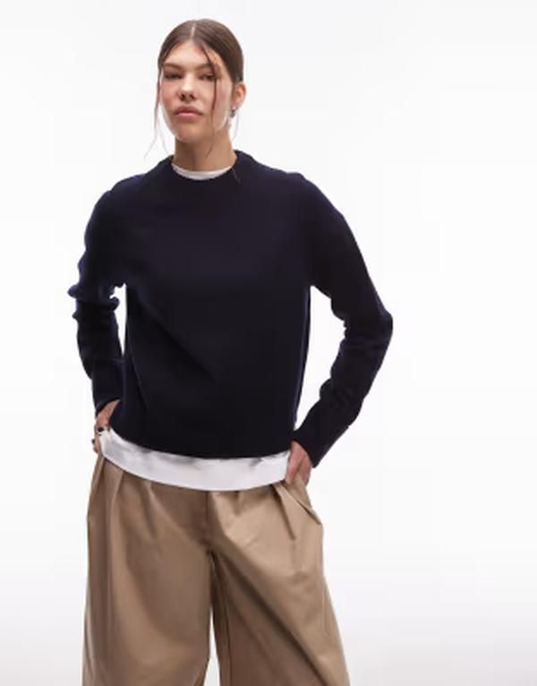 アルケット レディース アウター ニット・セーター クルーネック ウール ARKET wool blend crew neck sweater Navy blue ネイビー 20,221円