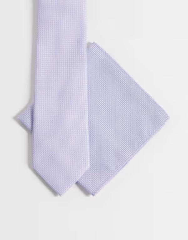 エイソス メンズ アクセサリー ネクタイ ASOS DESIGN textu red tie and pocket square in lilac ライラック