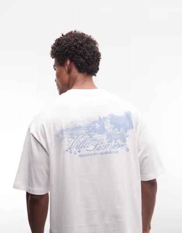 エイソス メンズ トップス Tシャツ 刺繍 グラフィック ASOS DESIGN oversized Tshirt with embroide red winery graphic WHITE ホワイ