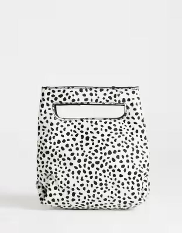 トップショップ レディース バッグ プリント レザー Topshop Stella hair on realeather small grabag in dalmatian print Whitebl