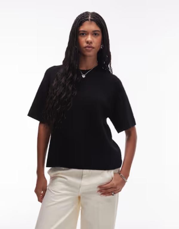 アルケット レディース アウター ニット・セーター ウール ARKET alpacand wool blend short sleeve sweater Black ブラック