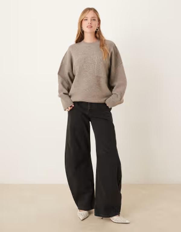 プリティラヴィッシュ レディース アウター ニット・セーター Pretty Lavish exposed seam pocket sweater Gray グレー