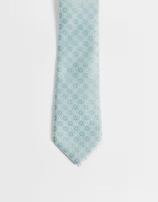 エイソス メンズ アクセサリー ネクタイ フラワー柄 フラワー ASOS DESIGN floral geometric tie BLUE ブルー