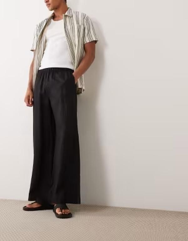 アルケット メンズ ボトムス カジュアルパンツ リネン ARKET linen look pants Black ブラック
