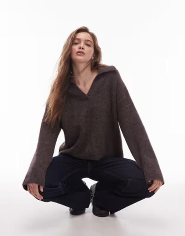 アルケット レディース アウター ニット・セーター ポロシャツ ウール ARKET alpaca wool blend knit sweater with polo collar in heathe