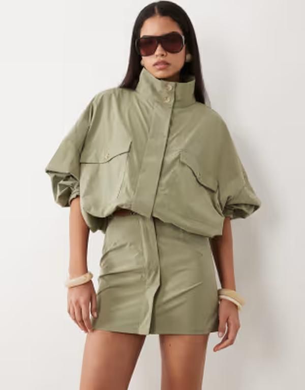 エイソス レディース ボトムスカート ミニ ASOS DESIGN mini skirt part of a set Khaki カーキ