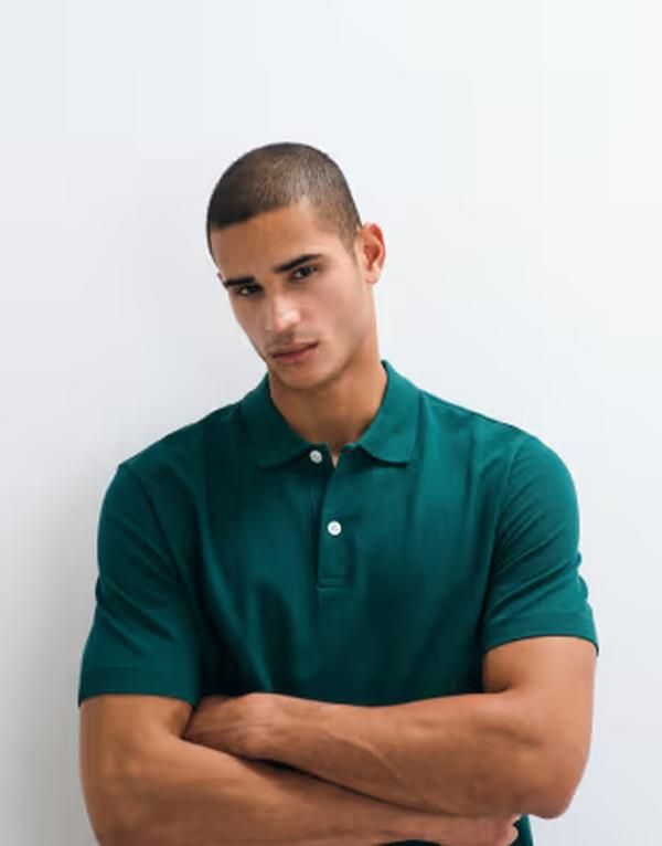 アルケット メンズ トップス ポロシャツ コットン ARKET pure cotton short sleeve polo GREEN グリーン