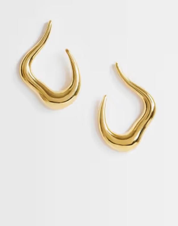 トップショップ レディース アクセサリー ピアス・イヤリング アシンメトリー Topshop Drewaterproof asymmetric hoop earrin gOLD ゴールド