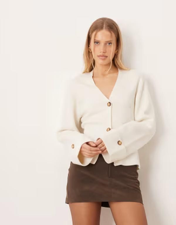 ジーナトリコ レディース アウター ニット・セーター カーディガン Gina Tricot long sleeve knit sculptu red cardigan Off white オフホワイト