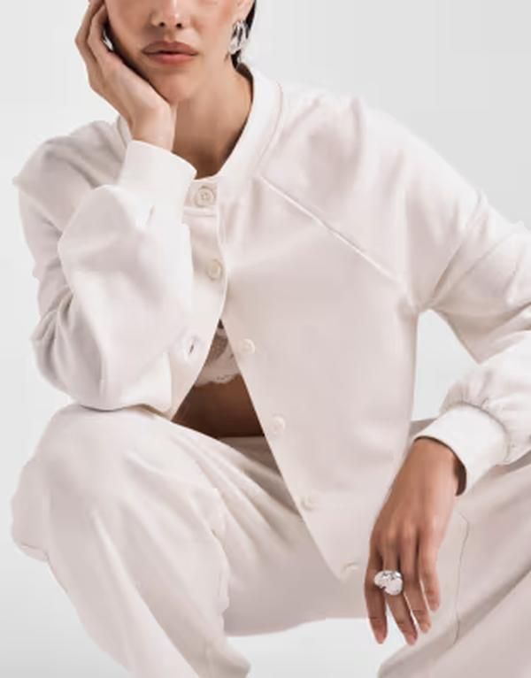 エイソス レディース アウター カーディガン ASOS DESIGN interlock cardigan in cream クリーム