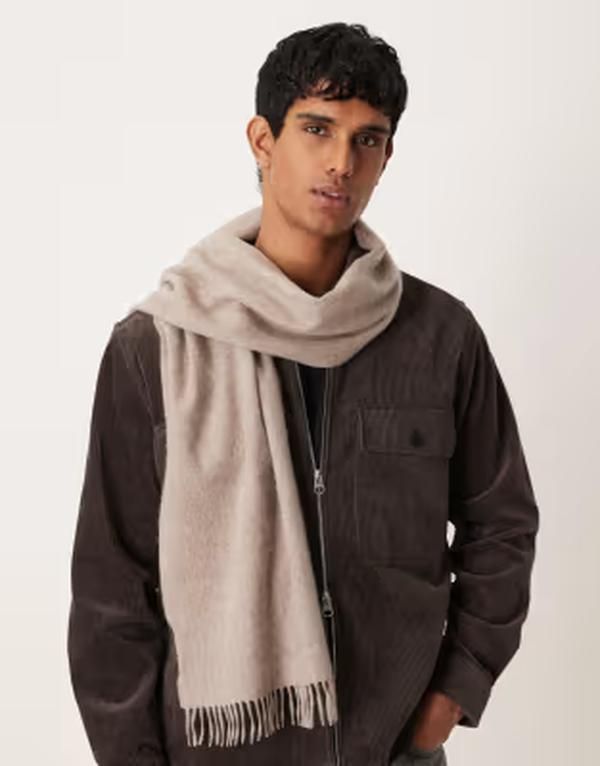 アルケット メンズ アクセサリー マフラー・ストール・スカーフ ニット ARKET premium pure knit scarf in mole BROWN ブラウン