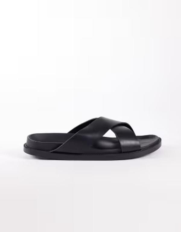 セクウェル メンズ シューズ サンダル SEQWL Kidman crossover flat sandals Black PU ブラック