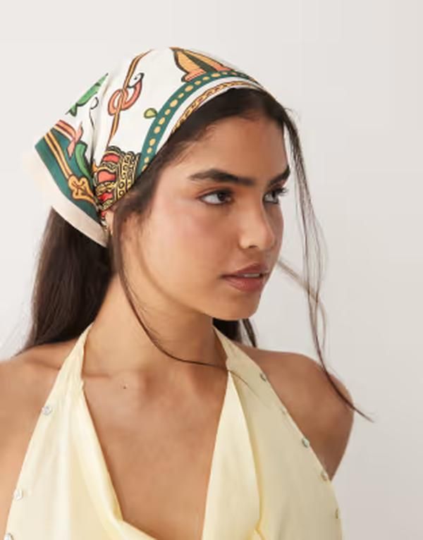 エイソス レディース アクセサリー マフラー・ストール・スカーフ プリント ASOS DESIGN medium scarf in print Multi マルチカラー