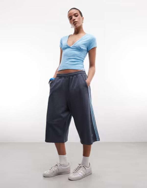 コルージョン レディース ボトムス ハーフパンツ・ショーツ ショートパンツ ジャージー COLLUSION sporty striped baggy longline jersey shorts NA