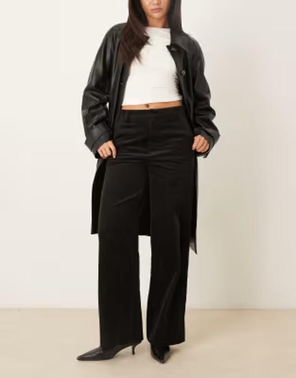 ジーナトリコ レディース ボトムス カジュアルパンツ コーデュロイ ハイウエスト Gina Tricot high waist corduroy pants Black ブラック