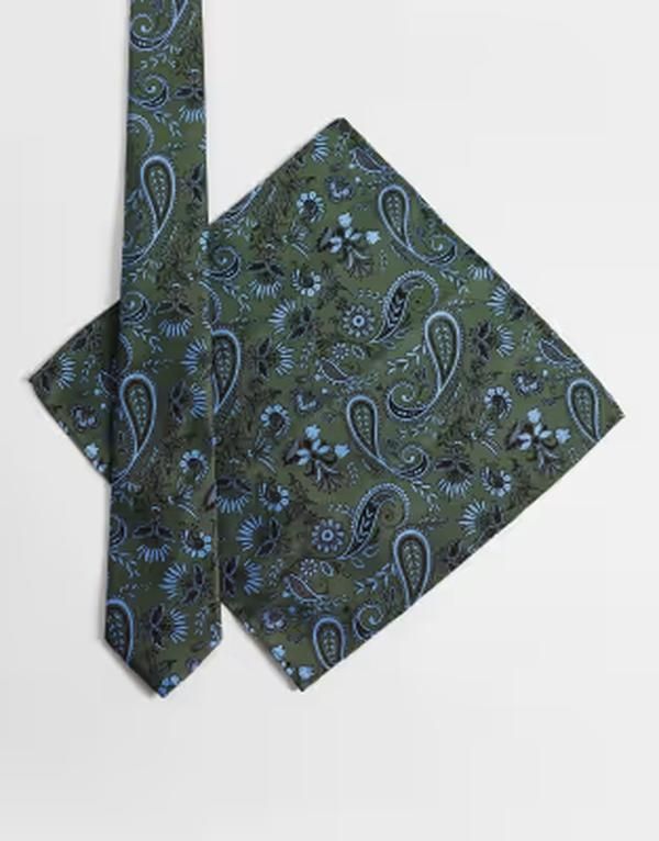 エイソス メンズ アクセサリー ネクタイ フラワー柄 コントラスト フラワー ASOS DESIGN floral tie with contrast blue stitching and pocke
