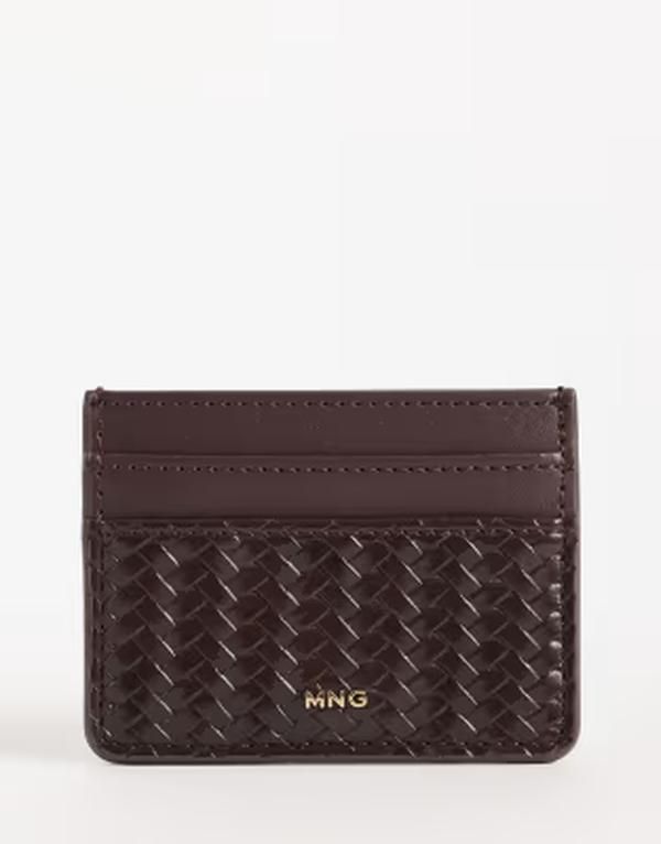 マンゴ レディース アクセサリー 財布 Mango woven textu red card holder BROWN ブラウン