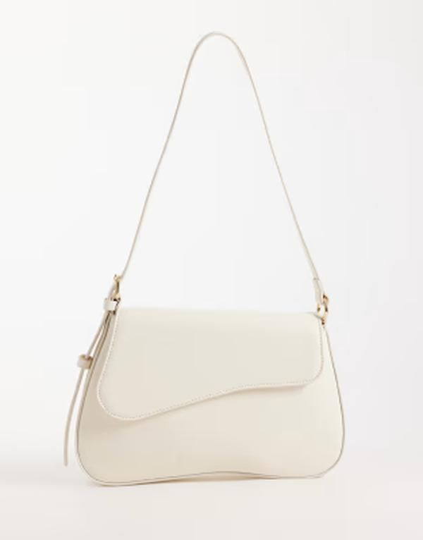 エイソス レディース バッグ アシンメトリー ASOS DESIGN asymmetric flap shoulder bag WHITE ホワイト