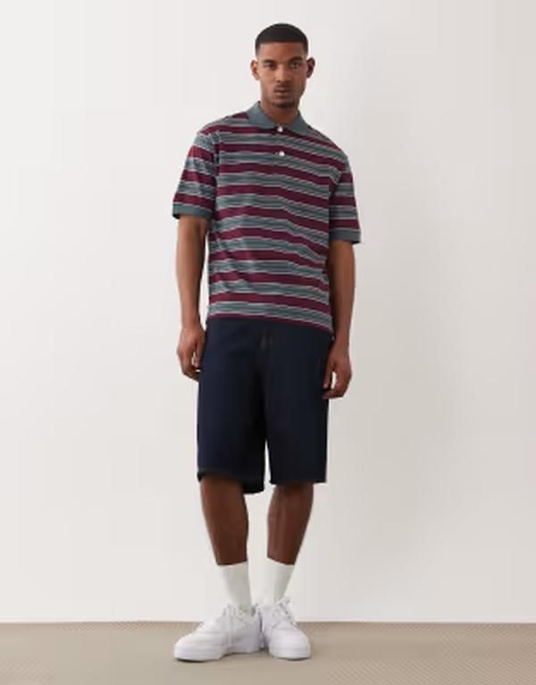 アルケット メンズ トップス Tシャツ ポロシャツ ARKET short sleeve polo shirt and blue stripes Blue stripe ブルー