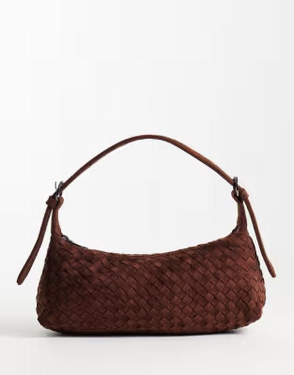 グラマラス レディース バッグ ミニ スエード Glamorous faux suede woven mini shoulder bag BROWN ブラウン