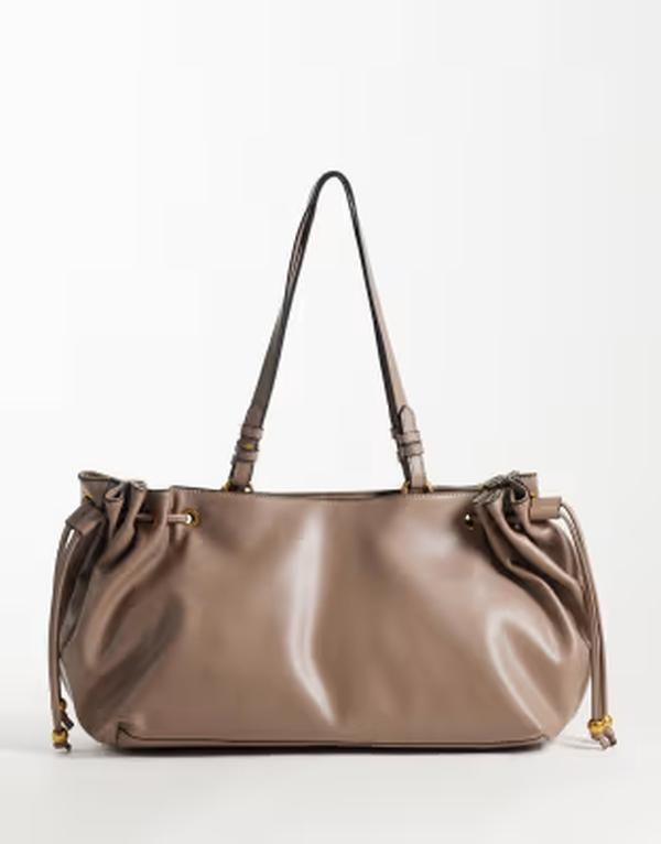 エイソス レディース バッグ ASOS DESIGN drawstring tote bag in mushroom