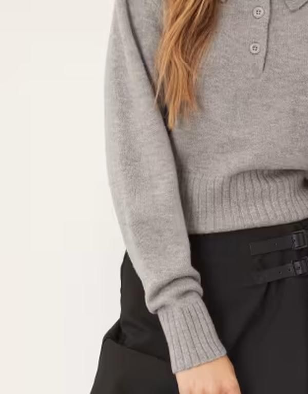 ジーナトリコ レディース アウター カーディガン セーター ニット Gina Tricot long sleeve colla red knit sweater in mid heather Mid