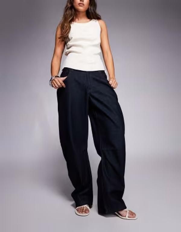 カイア レディース ボトムス デニムパンツ コットン ジーンズ Kaiia exclusive cotton rich barreleg denim jeans in rawash Raw denim