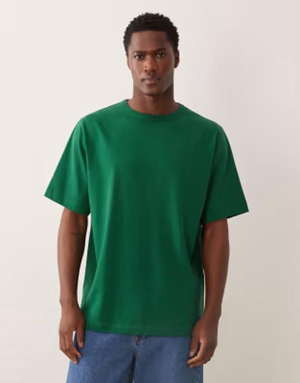 アルケット メンズ トップス Tシャツ ジャージー ARKET heavyweight jersey oversized Tshirt GREEN グリーン