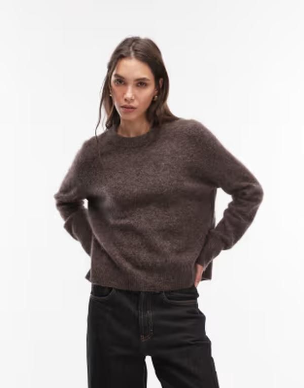 アルケット レディース アウター ニット・セーター クルーネック ウール ARKET alpaca wool blend crew neck sweater in chocolate BROWN ブラ