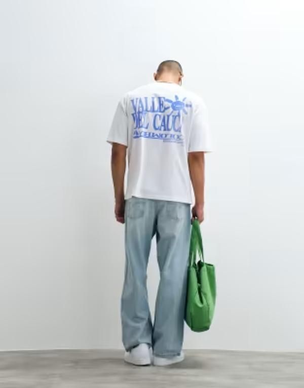 エイソス メンズ トップス Tシャツ グラフィック ASOS DESIGN oversized tshirt with text graphic WHITE ホワイト