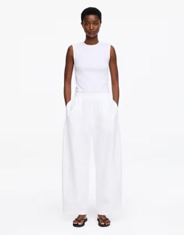 アルケット レディース ボトムス カジュアルパンツ コットン ARKET drawstring cotton poplin pants WHITE ホワイト