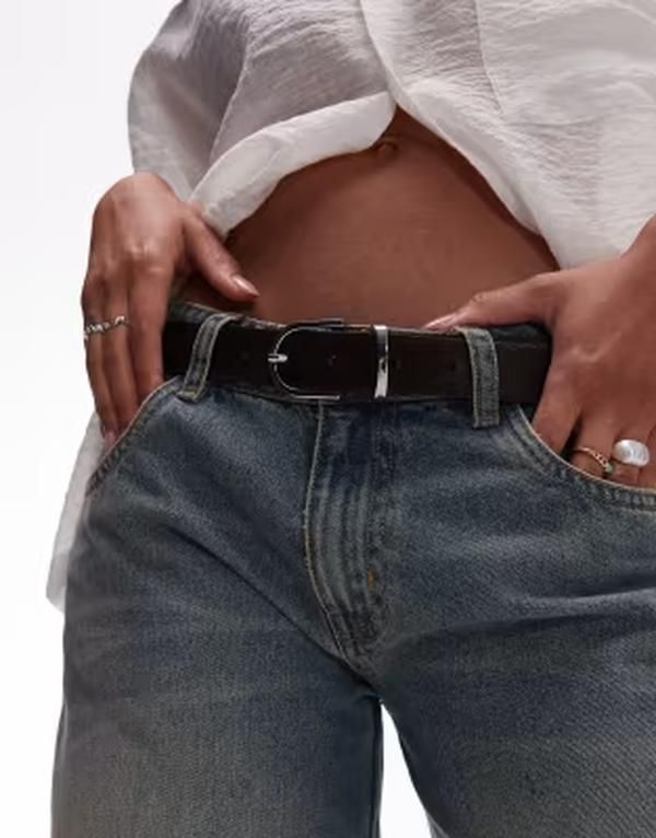 アルケット レディース アクセサリー ベルト スエード ARKET suede belt with gold metal buckle in dark brown ブラウン