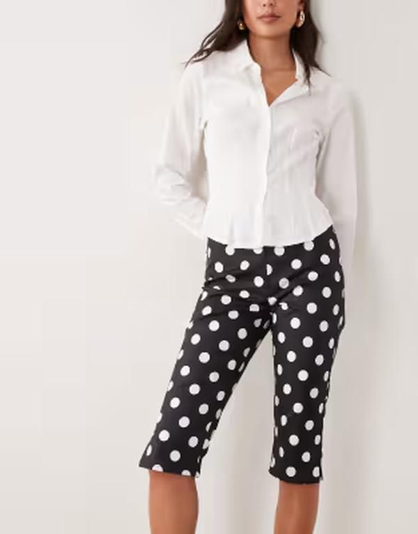 ザ・フロリック レディース ボトムス カジュアルパンツ ドット柄 ドット キャップ The Frolic exclusive capri pants polka dot Black Polka ブラッ