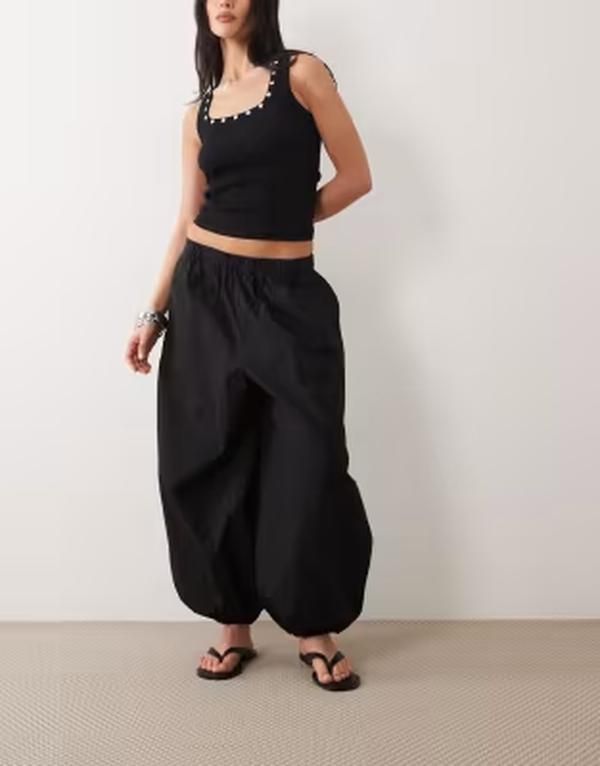 ジーナトリコ レディース ボトムス カジュアルパンツ Gina Tricot wide balloon pants Black ブラック