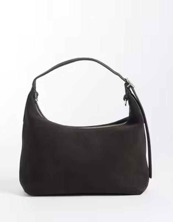 アルケット レディース バッグ スエード レザー ARKET small pure suede leather detachable cross body tote bag in dark brown