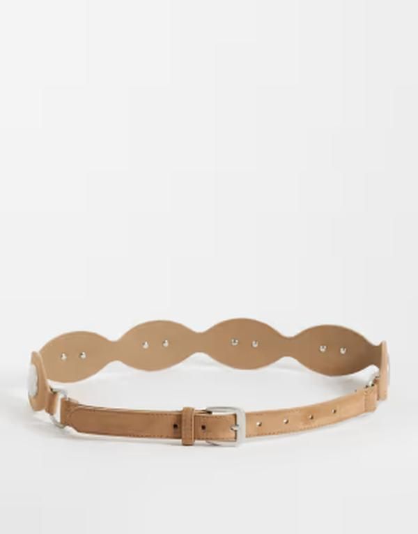 ジーナトリコ レディース アクセサリー ベルト Gina Tricot belt with silver buckle detail in light brown ブラウン